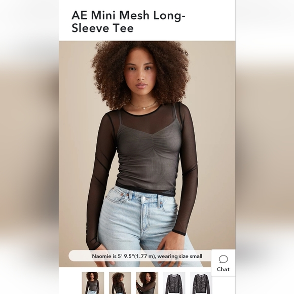 NWT American Eagle Mini Mesh Long Sleeve Tee - Picture 3 of 3